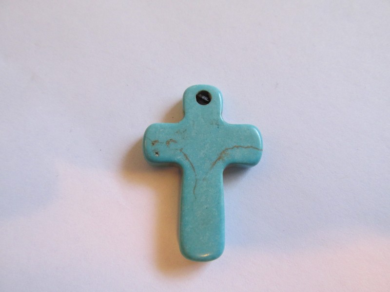 (image for) Cross pendant stone bead - Turquoise #GGbead-T